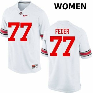 NCAA Ohio State Buckeyes Women's #77 Kevin Feder White Nike Football College Jersey PON6845YK